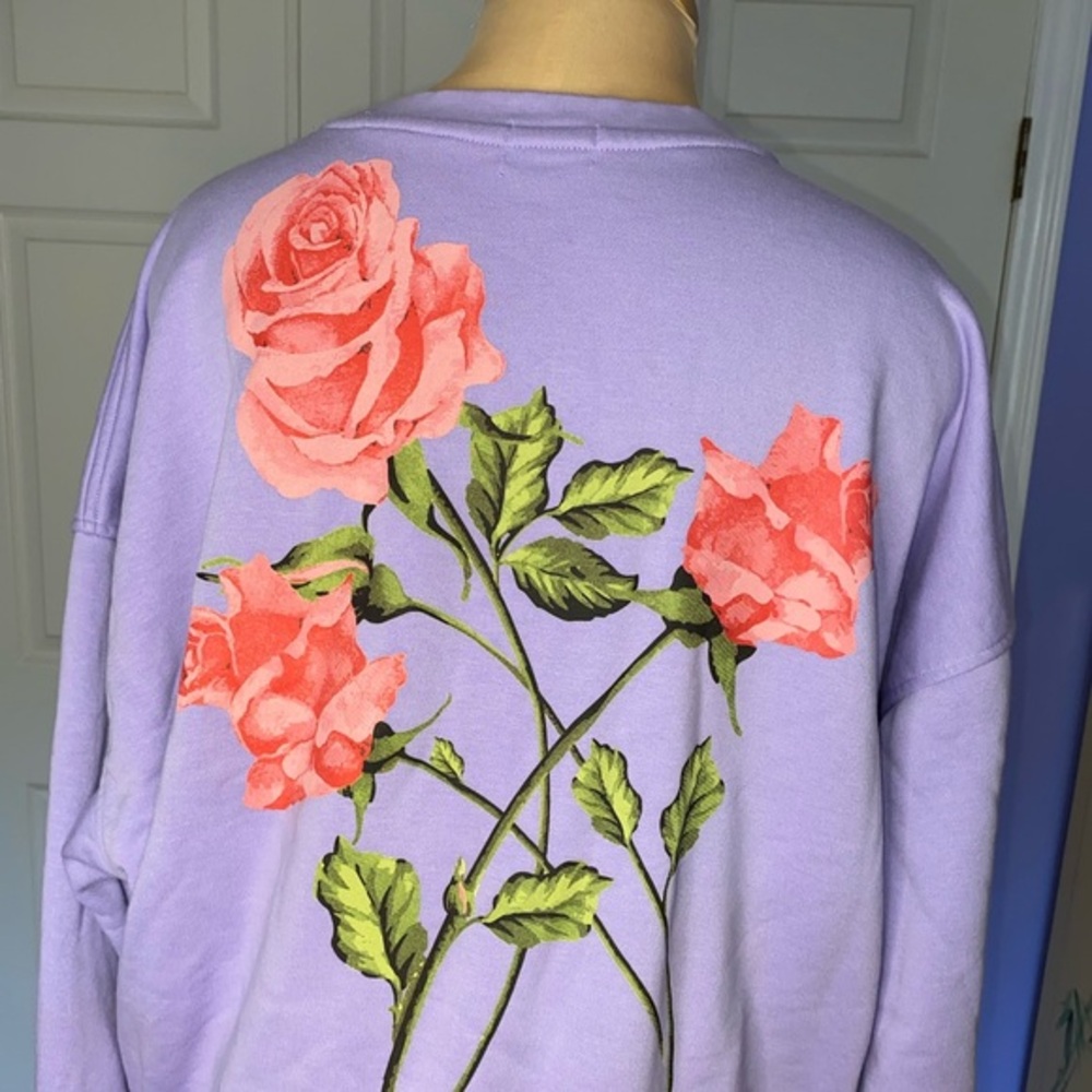 Lavender Rose Sweatshirt | Medium | Spring Floral